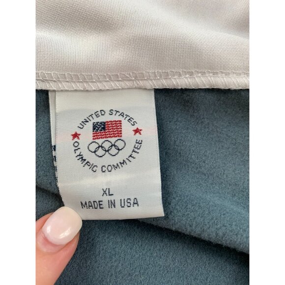 Track Jacket Mens XL USA Olympic Committee White Gray Full Zip USA Made Light - Picture 4 of 16